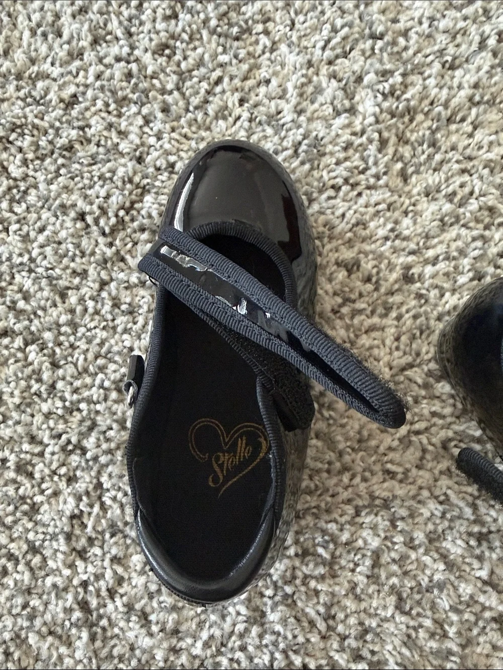 Toddler Girls' Black Patent Mary Jane Tap Shoes with Hook-and-Loop Strap